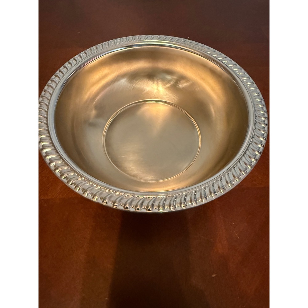 Shelton-Ware NYC Vintage Chrome Serving Bowl Gadroon Rope Twist Rim